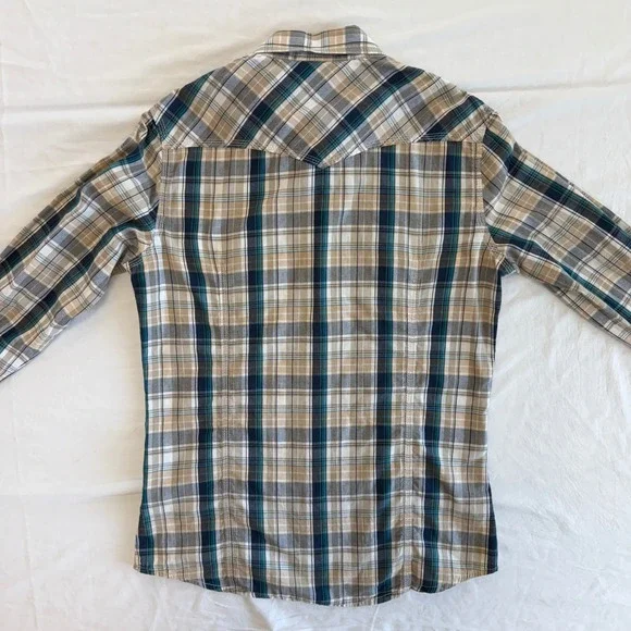 True Religion Western Shirt Mens Small‎ Plaid Long Sleeve Snap Front Casual Y2K - Picture 5 of 5
